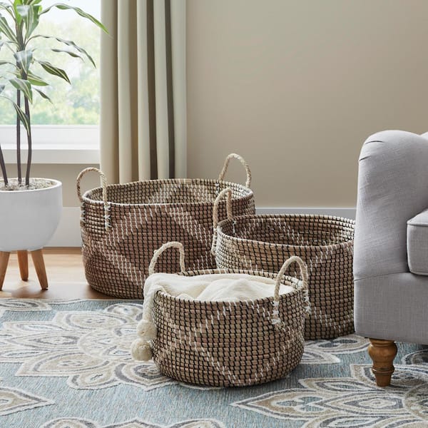 Home Decorators Collection Multi-Color Natural Woven Decorative Baskets (Set of 3)