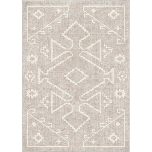 Beige 3 ft. 3 in. x 5 ft. Apollo Bottineau Distressed Southwestern Area Rug