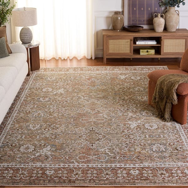 Sarafina 10 ft. x 13 ft. Green/Copper Persian Area Rug