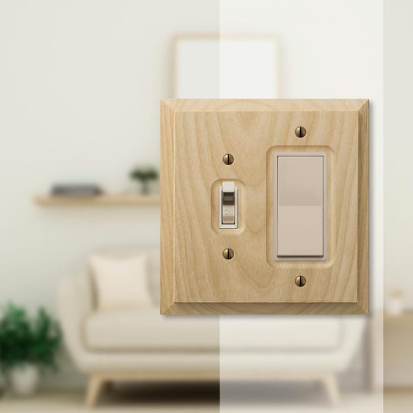 Cabin 2 Gang 1-Toggle and 1-Rocker Wood Wall Plate - Unfinished