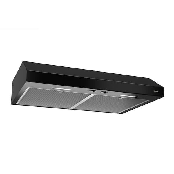 Broan-NuTone Glacier 24 in. 300 Maximum Blower CFM Convertible Under-Cabinet Range Hood with Light in Black, ENERGY STAR