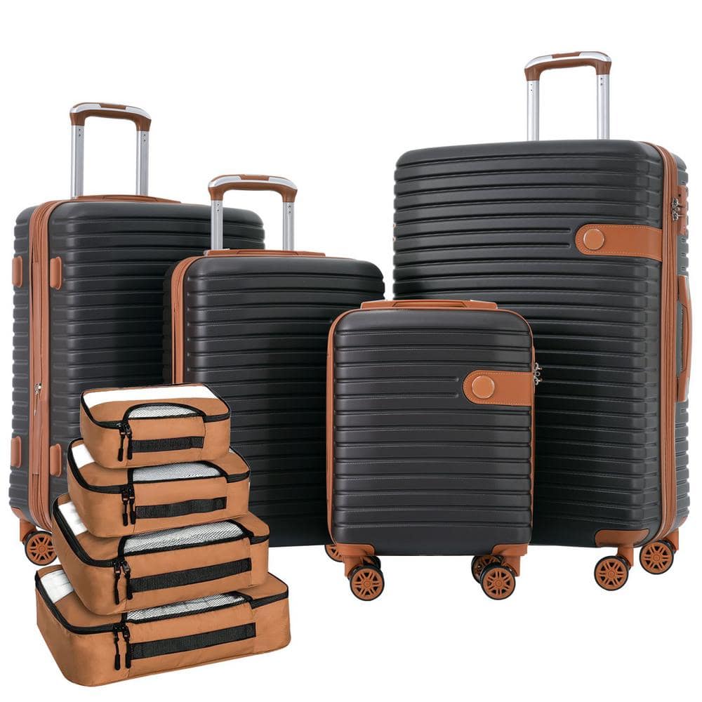 Polibi 16/20/24/28 in. 4Piece Coffee Bean Luggage Set with ABS Lightweight 4Packing Cubes TSA