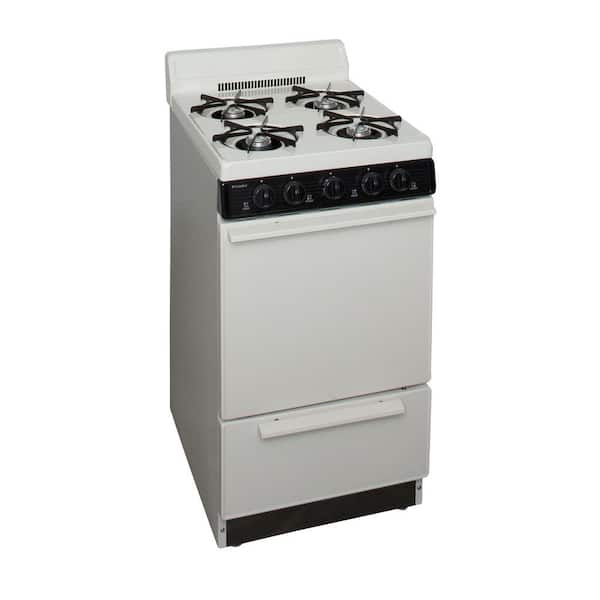 20 in. 2.42 cu. ft. Freestanding Gas Range in Biscuit with Black Trim