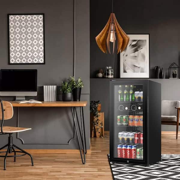 18 in. Single Zone Beverage and Wine Cooler in Black with Glass Door