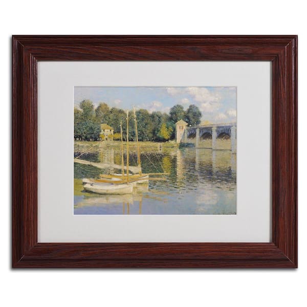 Trademark Fine Art 11 in. x 14 in. Bridge at Argenteuil Matted Brown Framed Wall Art