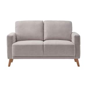 Clara 54 in. W Square Arm Polyester Mid-Century Rectangle 2-Seats Sofa Loveseat with Solid Wood Legs in Gray