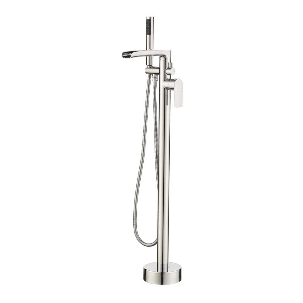 Matte Black Brass Floor-Mounted Freestanding Tub Filler