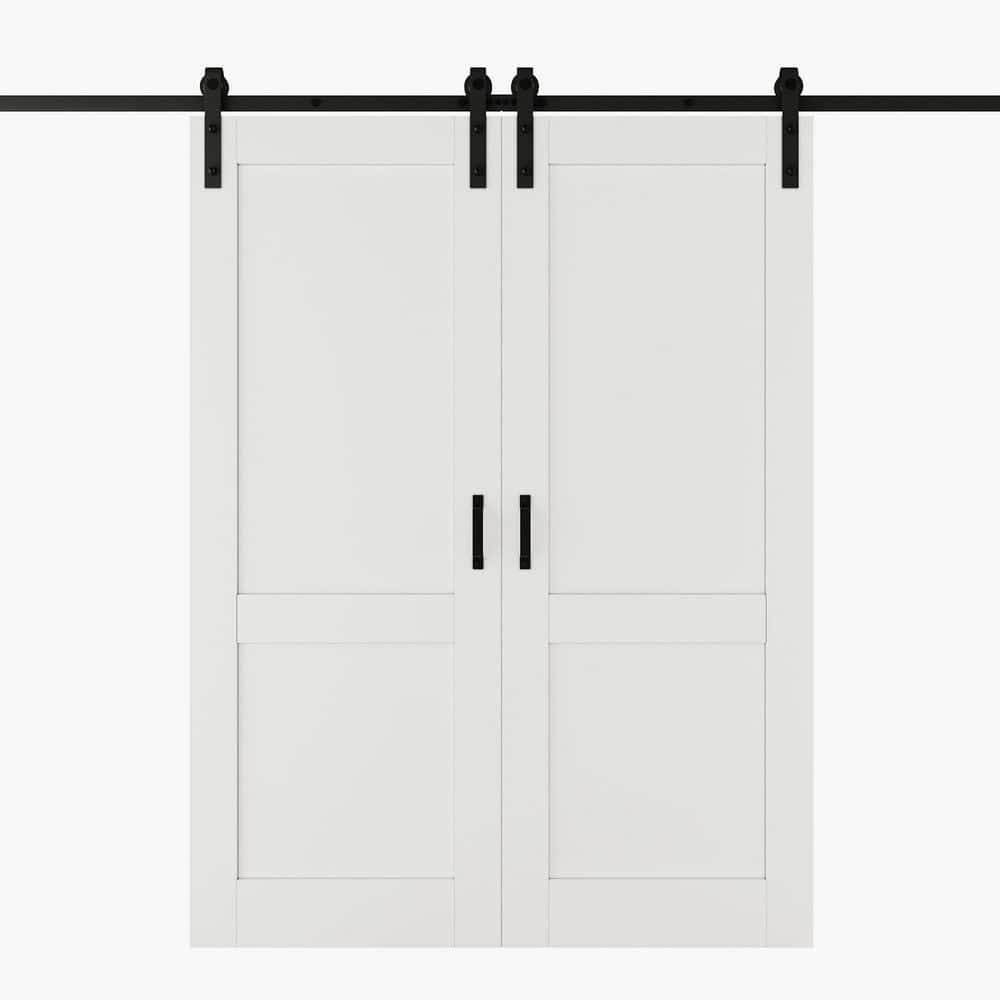 56 in. x 80 in. 2-Panel White Primed Solid Core MDF Easy Install Interior Sliding Barn Door with Hardware Kit and Handle price history on PriceWatchPro