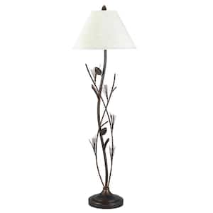 60 in. Rust 1 Dimmable (Full Range) Standard Floor Lamp for Living Room with Cotton Empire Shade