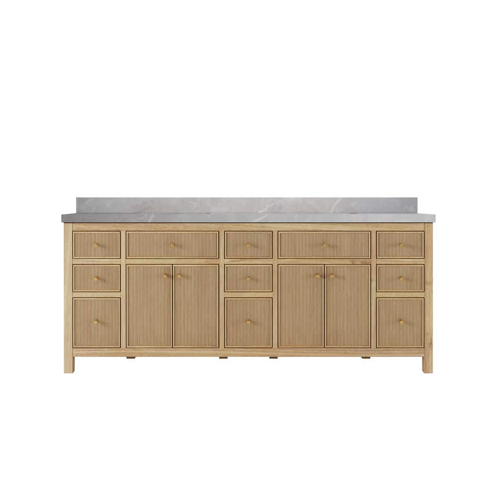 Sonoma Teak 84 in. W x 22 in. D x 36 in. H Double Sink Bath Vanity in Light Teak with 2 in. Pearl Gray Qt. Top price history on PriceWatchPro