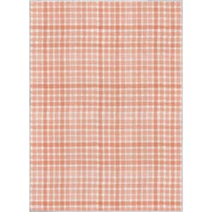 Crayola Plaid Coral 5 ft. x 7 ft. Area Rug