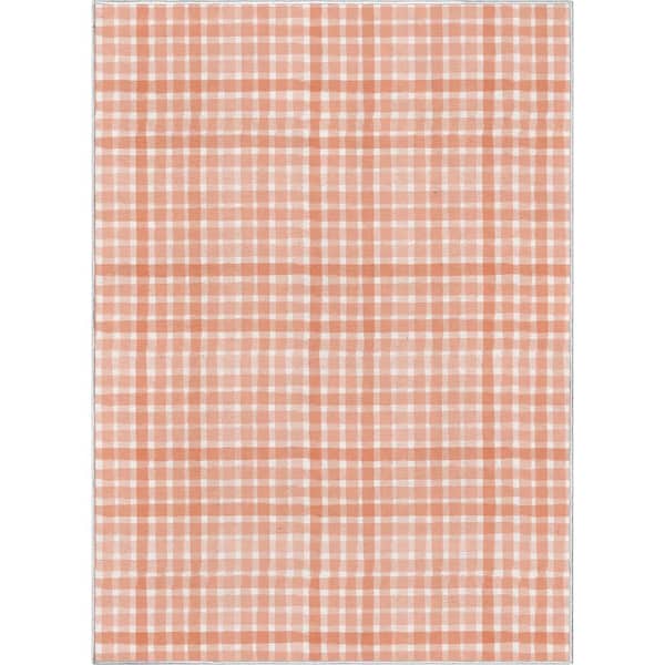 Well Woven Crayola Plaid Coral 5 ft. x 7 ft. Area Rug