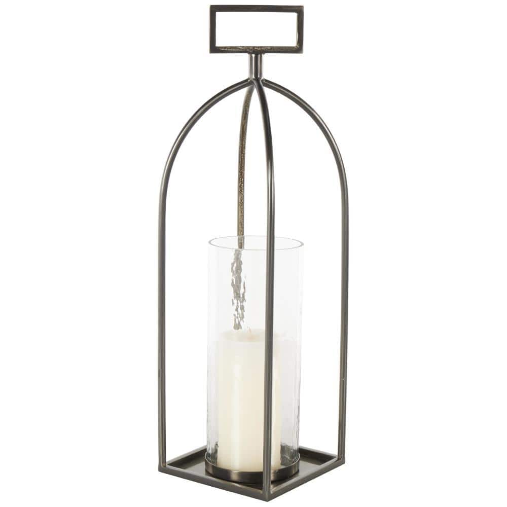 Litton Lane Silver Metal Open Frame Candle Lantern with
