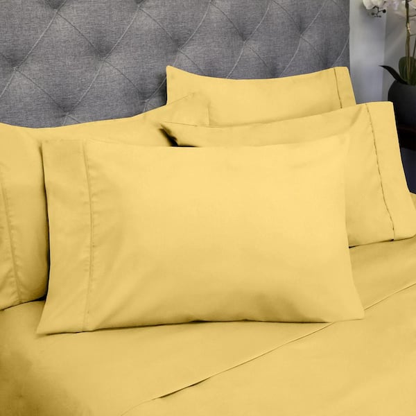 Sweet Home Collection 1500 Supreme Series 4-Piece Yellow Solid Color Microfiber Twin XL Sheet Set