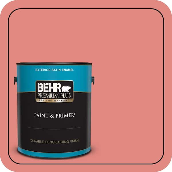 BEHR PREMIUM PLUS 1 gal. #170D-5 Mellow Coral Satin Enamel Exterior Paint & Primer