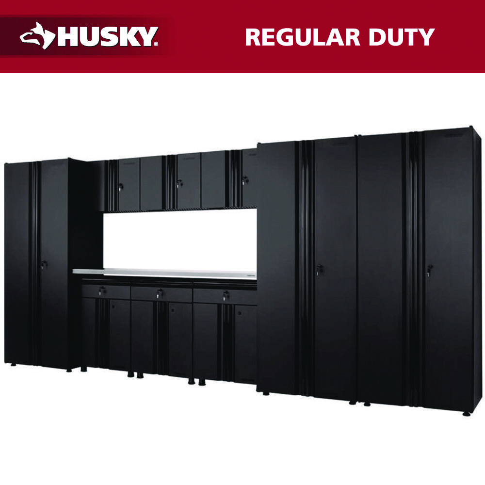 10-Piece Regular Duty Welded Steel Garage Storage System in Black (163.5 in. W x 75 in. H x 19.6 in. D)