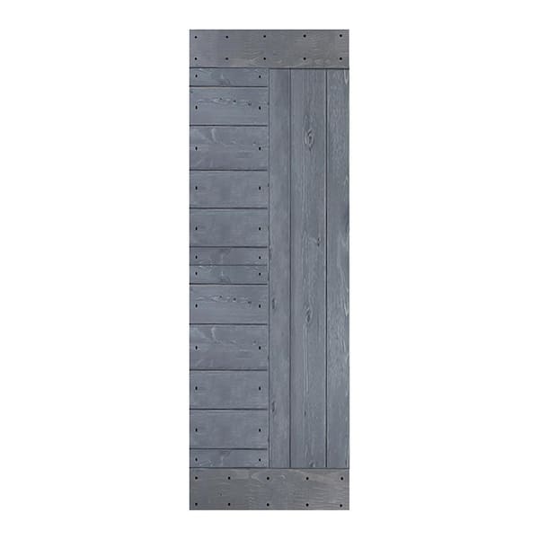 ISLIFE L Series 28 in. x 84 in. Dark Gray Finished Solid Wood Barn Door Slab - Hardware Kit Not Included