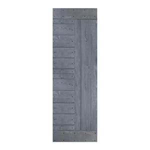 L Series 30 in. x 84 in. Dark Gray Finished Solid Wood Barn Door Slab - Hardware Kit Not Included