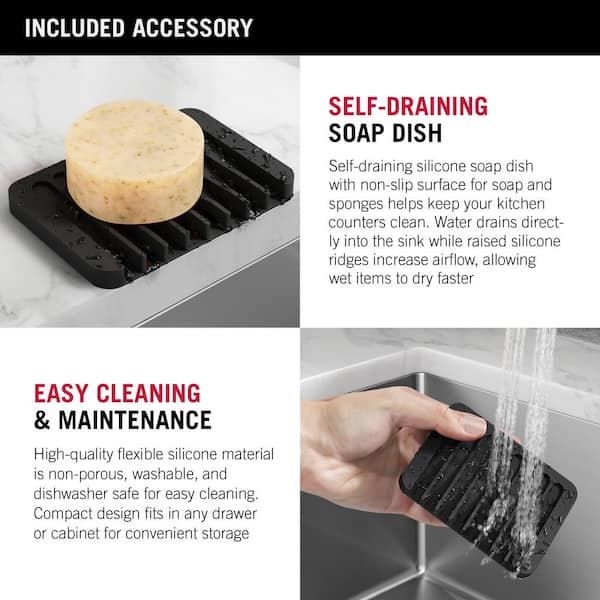  Kitchen Sink Soap Sponge Tray Self Draining Premium