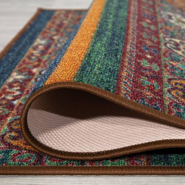 Ottomanson Classics Non-Slip Rubberback Boxes 2x3 Indoor Area Rug