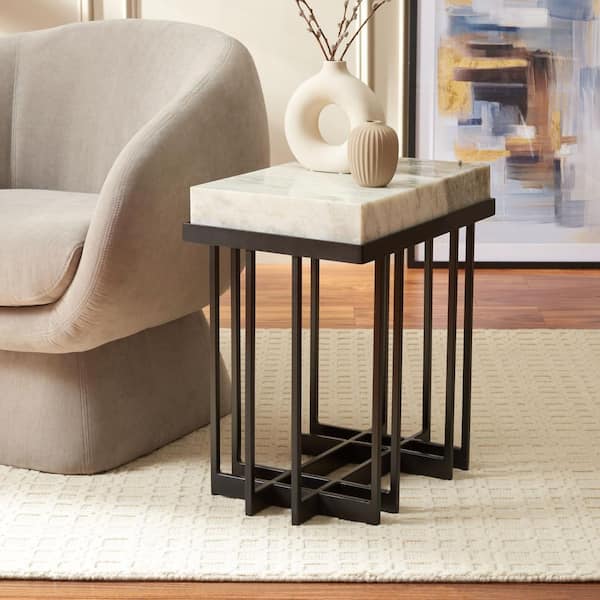 SAFAVIEH Gustaf 19 in. Gray/Black Rectangle Metal End Table