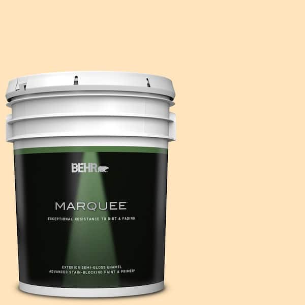 BEHR MARQUEE 5 gal. #P240-1 Cheese Powder Semi-Gloss Enamel Exterior Paint & Primer