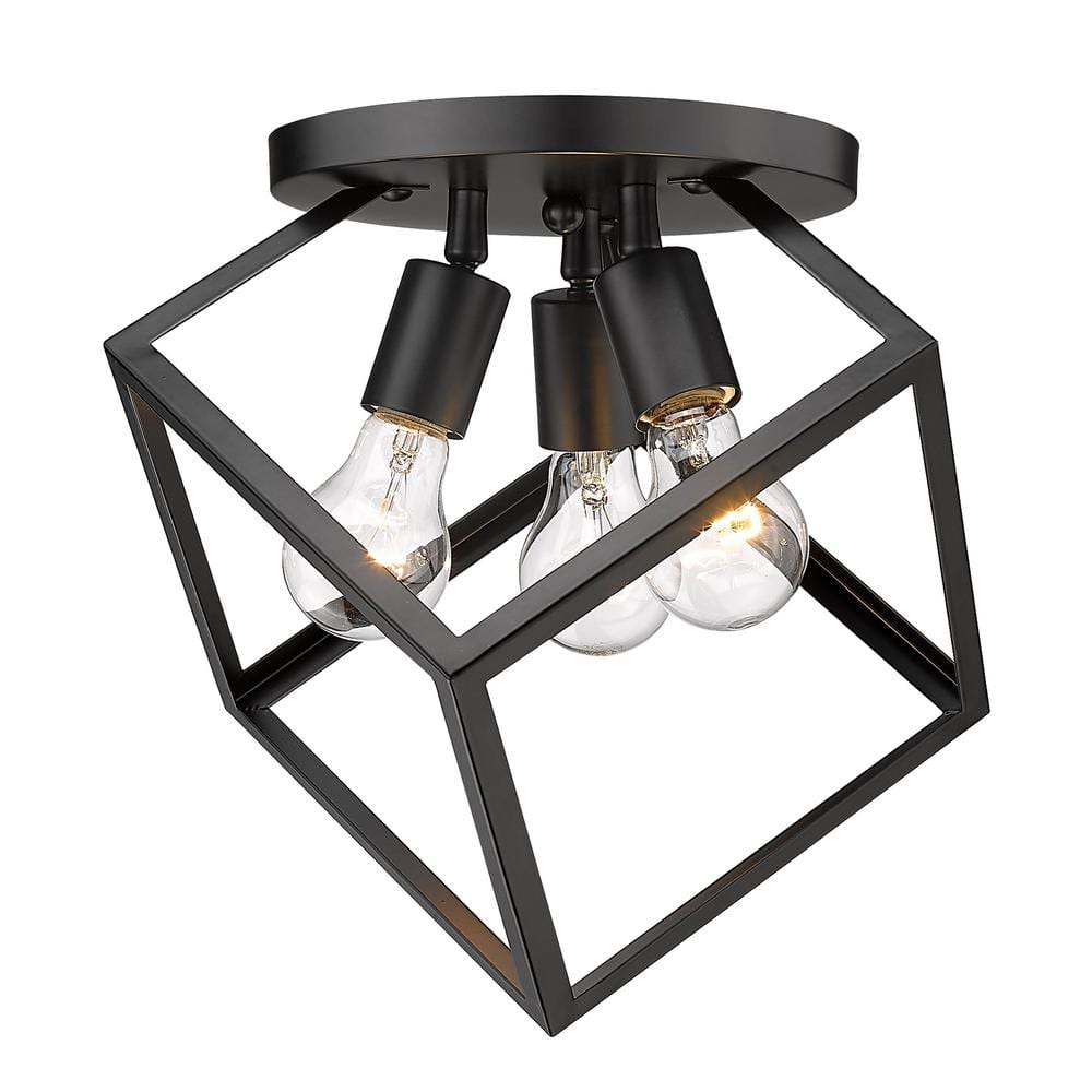 Golden Lighting Cassio 13.13 in. 3 Light Matte Black Semi