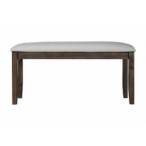 40.35 in. Gray and Brown Backless Bedroom Bench with Paddded Seat and Wooden legs