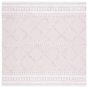 Augustine Pink/Ivory 8 ft. x 8 ft. Braided Diamonds Square Area Rug
