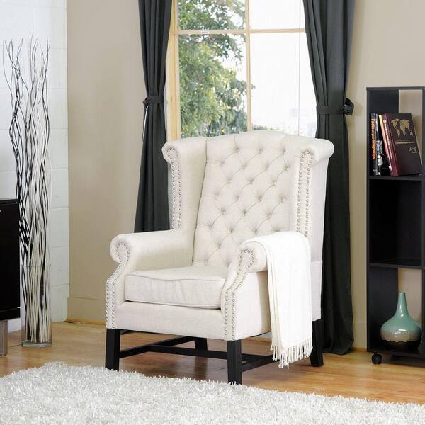 Baxton Studio Sussex Beige Fabric Upholstered Accent Chair