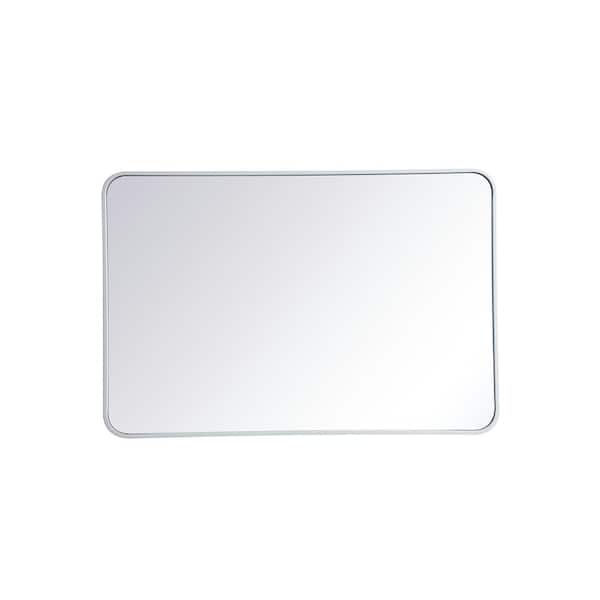Unbranded Timeless Home 40 in. H x 27 in. W White Modern Soft Corner Rectangular Wall Mirror