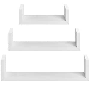 16.5 in. x 4 in. x 4 in. White Wood Decorative Floating Wall Shelves (3-Piece)