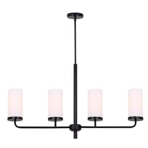 Malloy 4-Light Matte Black Contemporary Chandelier for Dining Rooms and Living Rooms