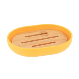 Padang Freestanding Soap Dish with Bamboo Tray Yellow