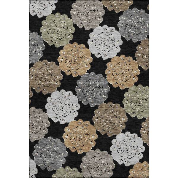 Mayfield Premium Machine Washable Abstract AMF2353 Black 10 ft. x 14 ft. Area Rug