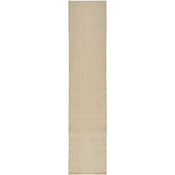 Courtyard 2 ft. x 10 ft. Natural All-Over Design Contemporary Runner Area Rug