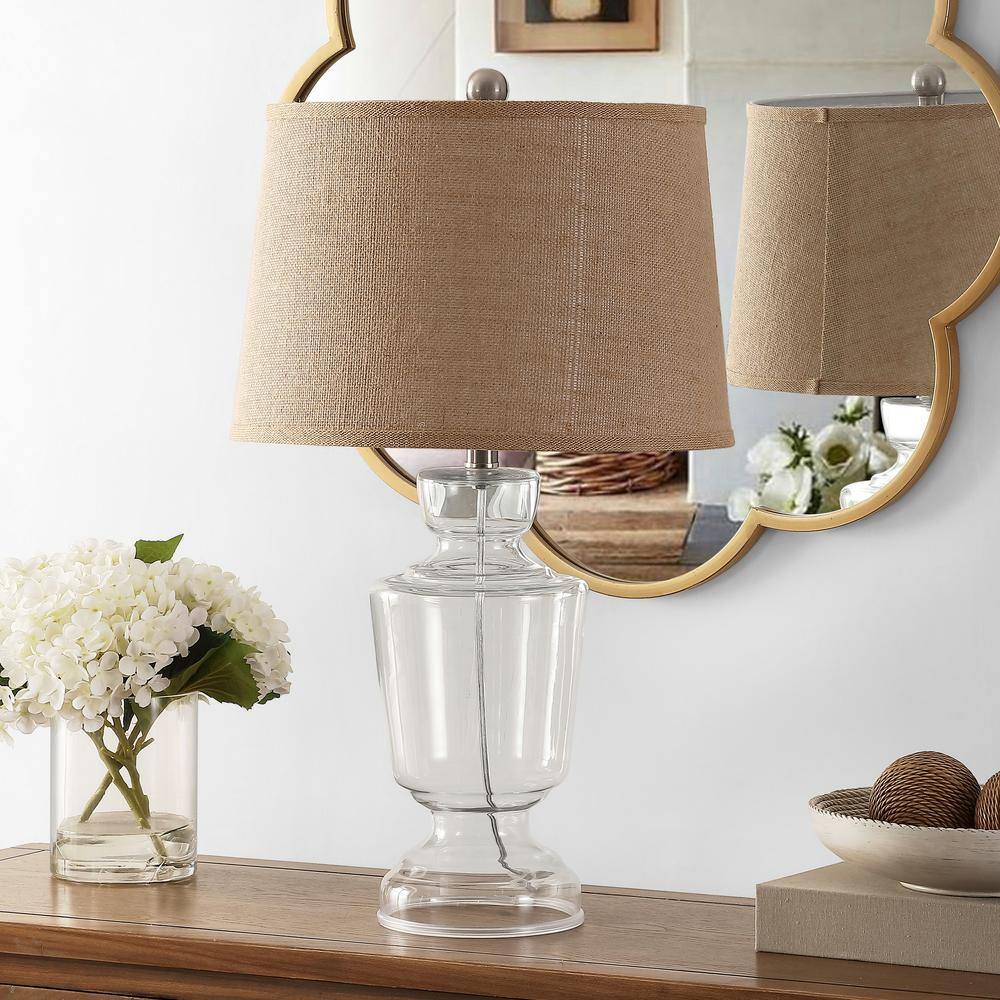 Amby Clear Glass Table Lamp Set with White Shade