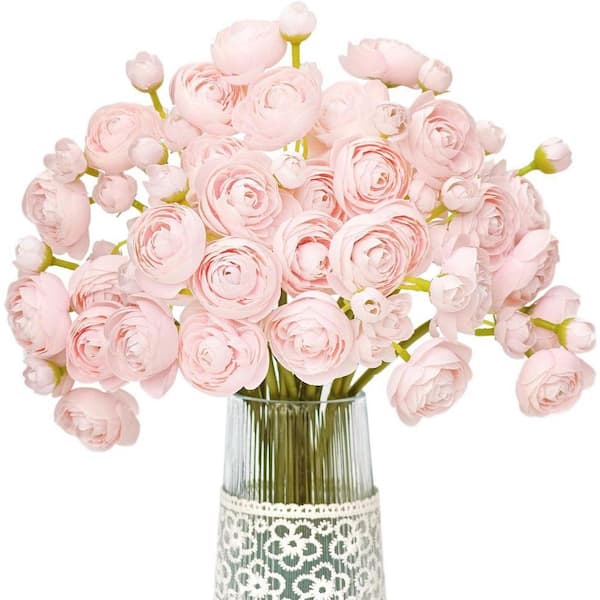 11 in. Pink Indoor/Outdoor Artificial Rose Flower-18 Pieces