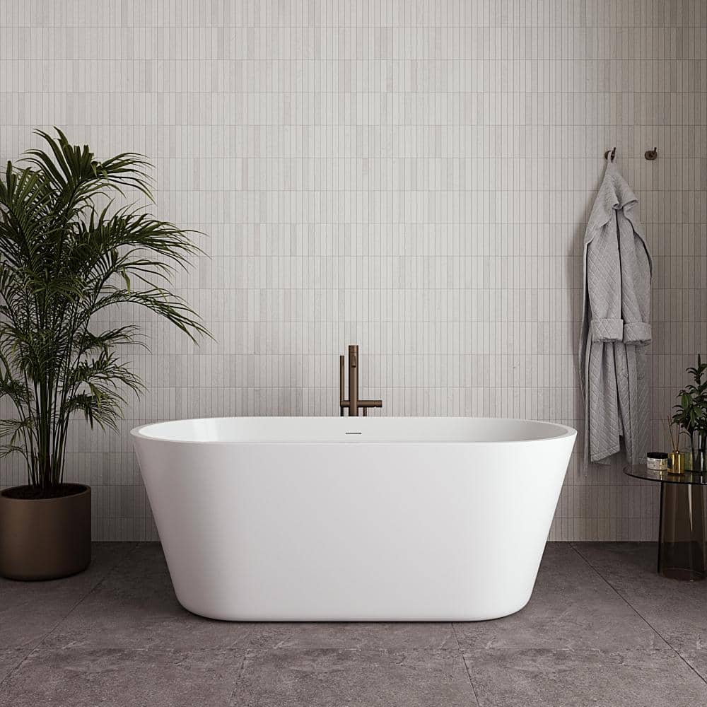 59 in. x 30 in. Acrylic Freestanding Soaking Bathtub in Glossy White with Brushed Gold Drain price history on PriceWatchPro