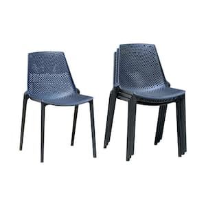 Bilbao Stackable Plastic Outdoor Dining Chair in Grey (4-Pack)