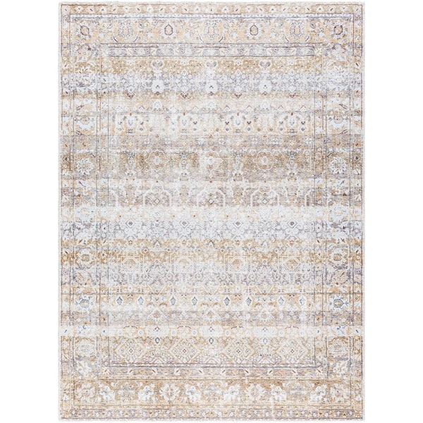 Livabliss Amelie Brown 6 ft. x 9 ft. Machine-Washable Rug