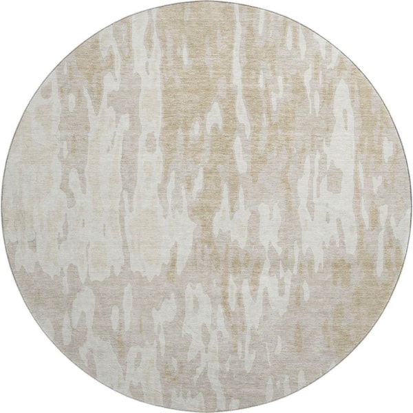 Addison Rugs Mayfield Premium Machine Washable Abstract AMF957 Beige 8 ft. x 8 ft. Round Rug