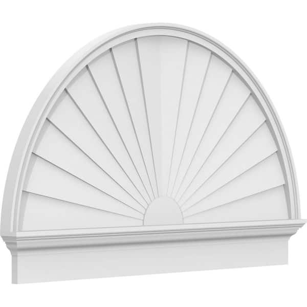 Ekena Millwork 2-3/4 in. x 48 in. x 30-3/4 in. Half Round Sunburst Architectural Grade PVC Combination Pediment