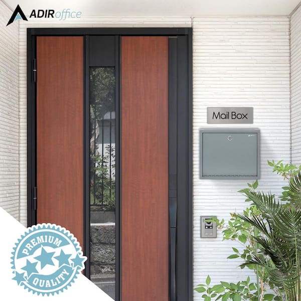 AdirOffice Gray Wall Mountable Large Steel Drop Box Secure Mailbox