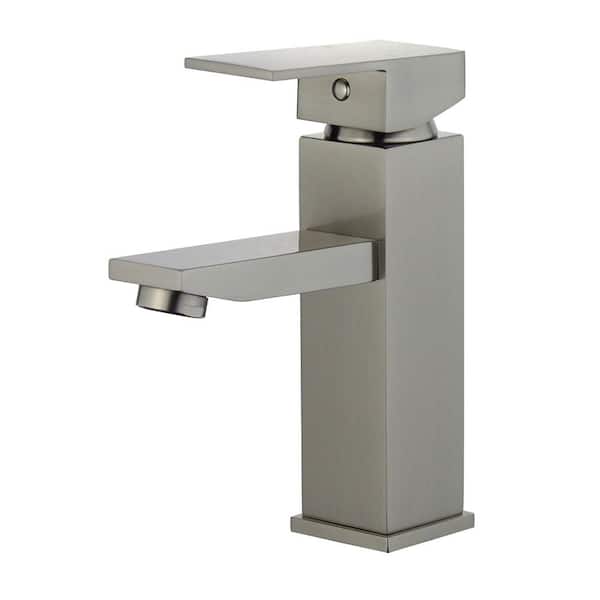 Bellaterra Home Granada Single Hole Single-Handle Bathroom Faucet with Overflow Drain in Brushed Nickel
