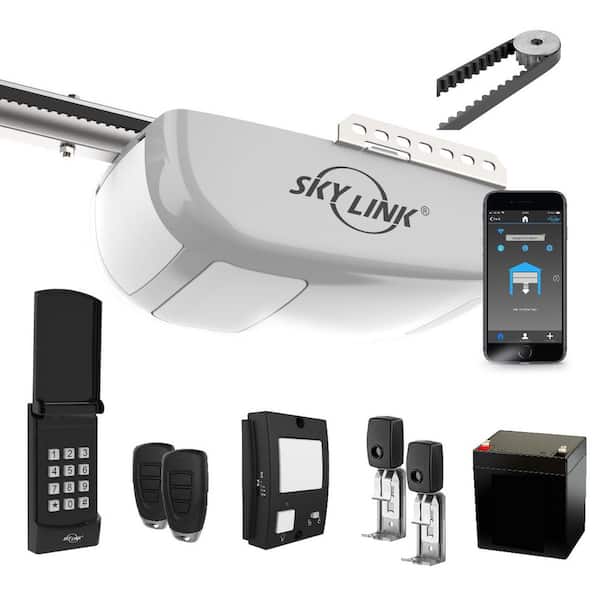 SkyLink 1-1/4 HPF Quiet Belt Drive Smart Dual LED Garage Door Opener (Wi-Fi) with Battery Backup