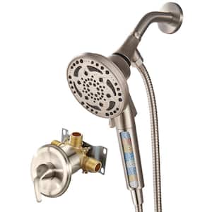 Filtered Single Handle 7-Spray Patterns Shower Faucet 1.8 GPM with Adjustable Stream in Brushed Nickel (Valve Included)