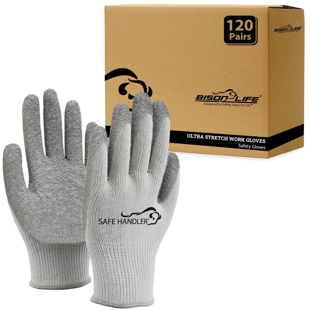 Ultra Stretch Crinkle Latex Coated Grip Work Gloves for Men and Women, One Size, Multi-purpose Use, Grey (120-Pack) price history on PriceWatchPro
