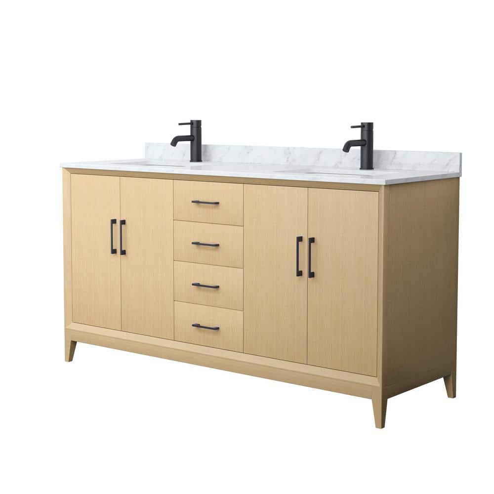 Janna 66 in. Double Freestanding White Oak Bath Vanity with White Carrara Marble Top (Assembled) price history on PriceWatchPro