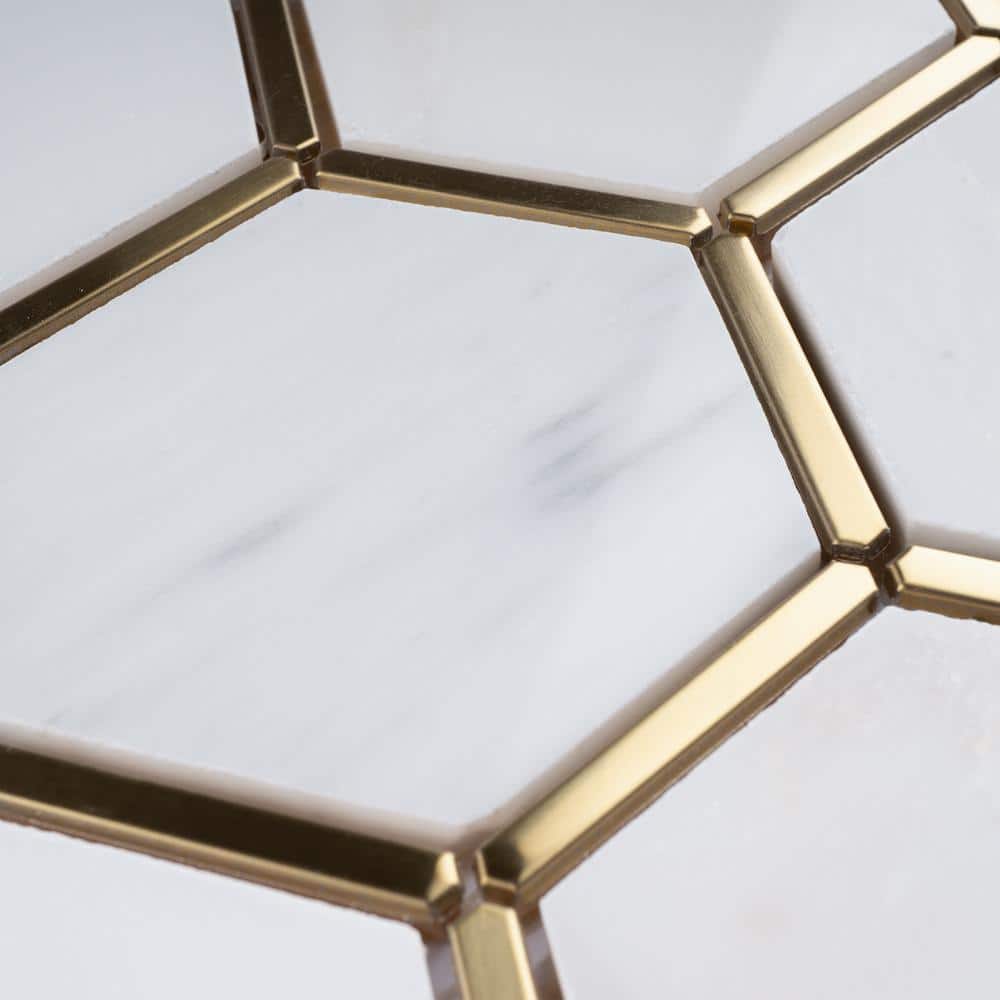White and Gold Marble Mosaic Wall Tile